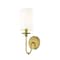 Z-Lite Ella 1 Light Wall Sconce, Rubbed Brass & White 809-1S-RB-WH - alternate 1